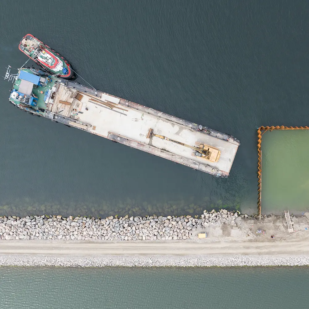 Dronevideo over et proces hvor man kan se udviklingen for et byggeri.