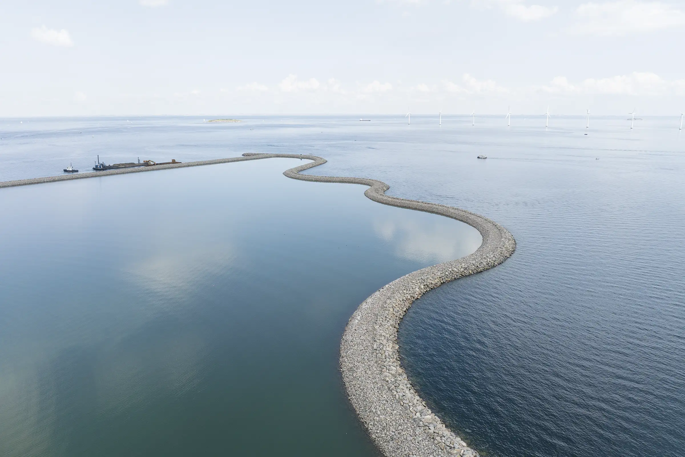 Case Lynetteholm, dronefoto, havudsigt.